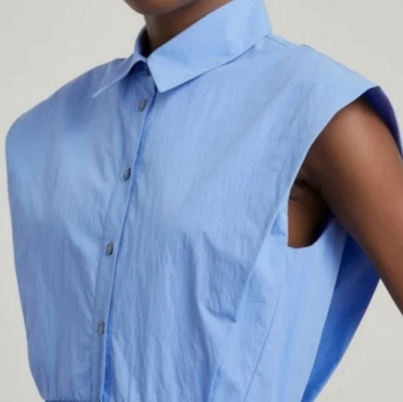 CO EXAGGERATED SHOULDER SLEEVELESS SHIRT DRESS - Picture 4 of 9